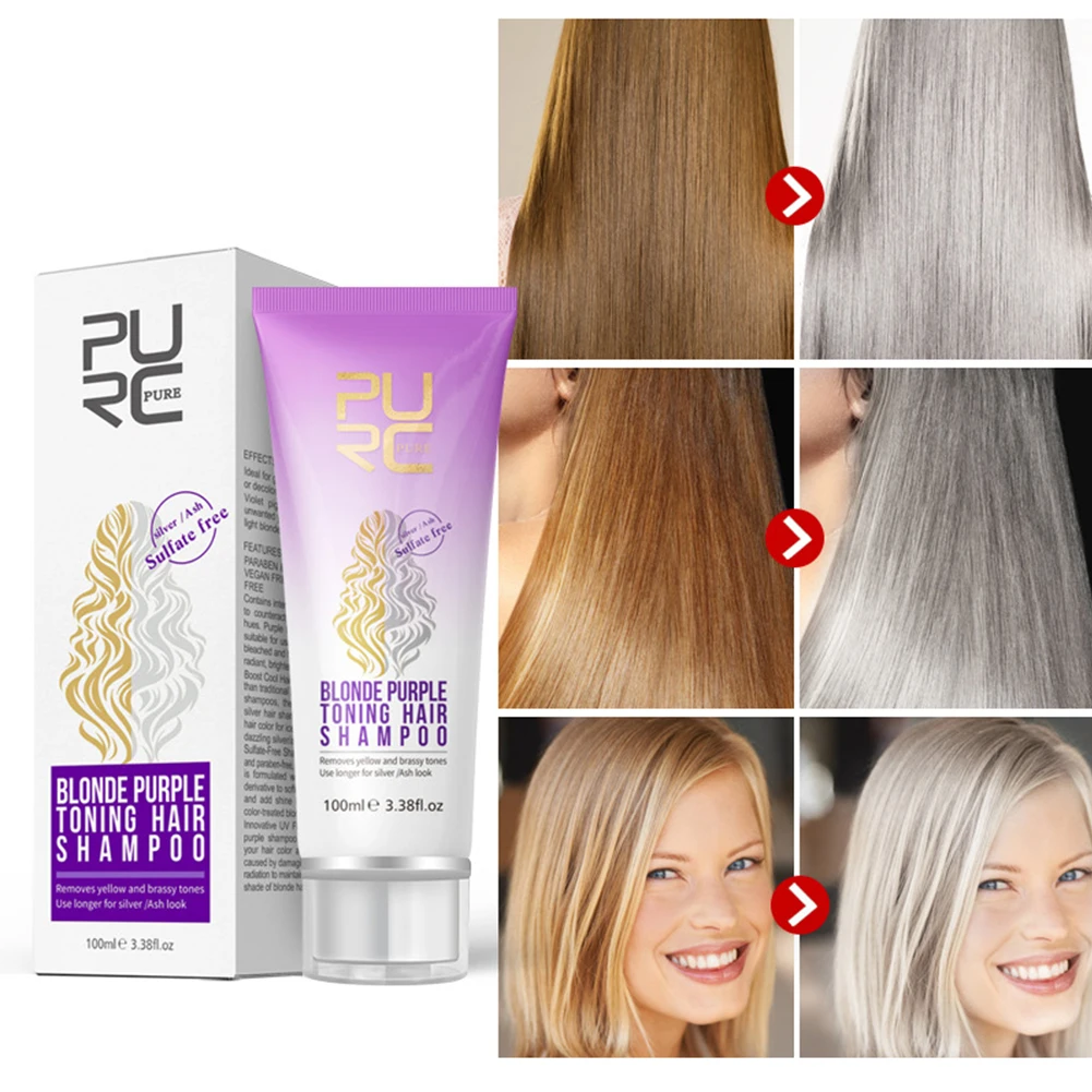 

100ml Professional Dying Travel Portable Salon Multifunction Toning Hair Shampoo Removes Yellow For Blonde Brassy Gel Home