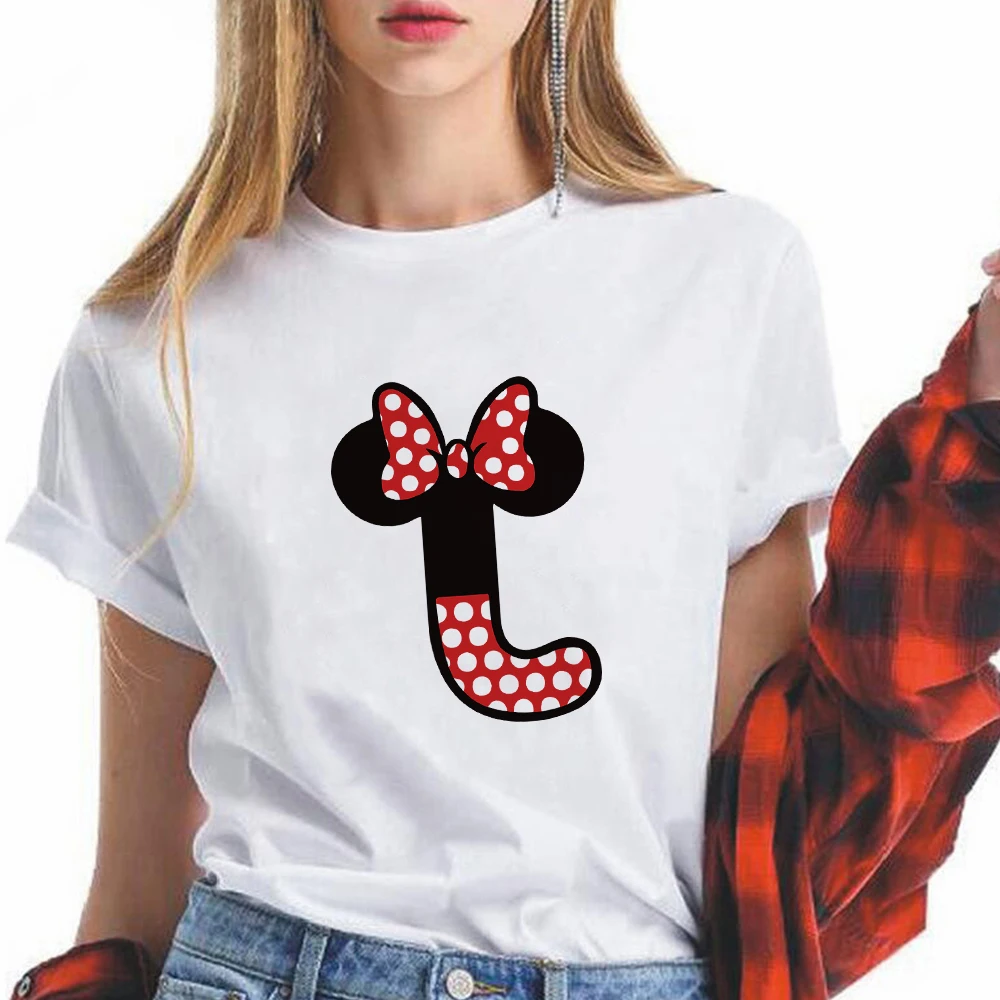 

Disney Casual T Shirt Women Letter Combination Summer Top Short Sleeve Funny Oversize Crewneck Tshirt 90S 2021 New Arrivals Cute