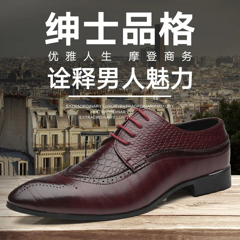 

Fashion New Men's Dress Leather Shoes Business Oxfords Men Shoes Wedding Party Flats Shoes Men Outdoor Pointed Toe Footwear
