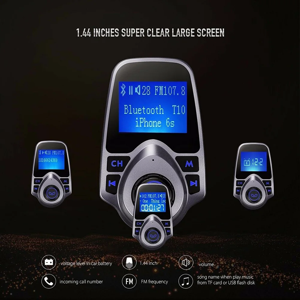 

Car Bluetooth Handsfree MP3 Player Multifunctional Bluetooth 3.0 Car Kit FM Transmitter Adapter Player With USB Charging Port