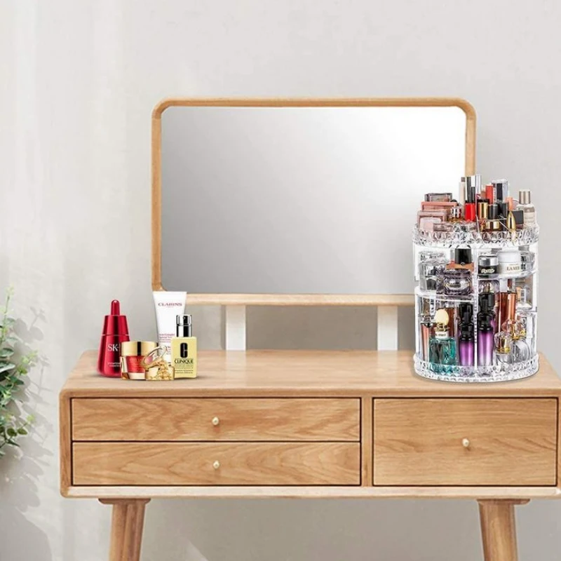 

Cosmetic Storage Box 360 Degree Rotating Makeup Brush Lipstick Skin Care Products Desktop Dressing Table Storage Rack