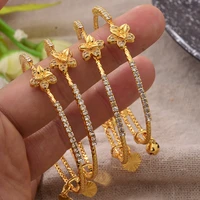 gold color muslim bangles for women wedding jewelry turkish bracelet islamic bracelet inlaid stone arabethiopian bridal jewelry