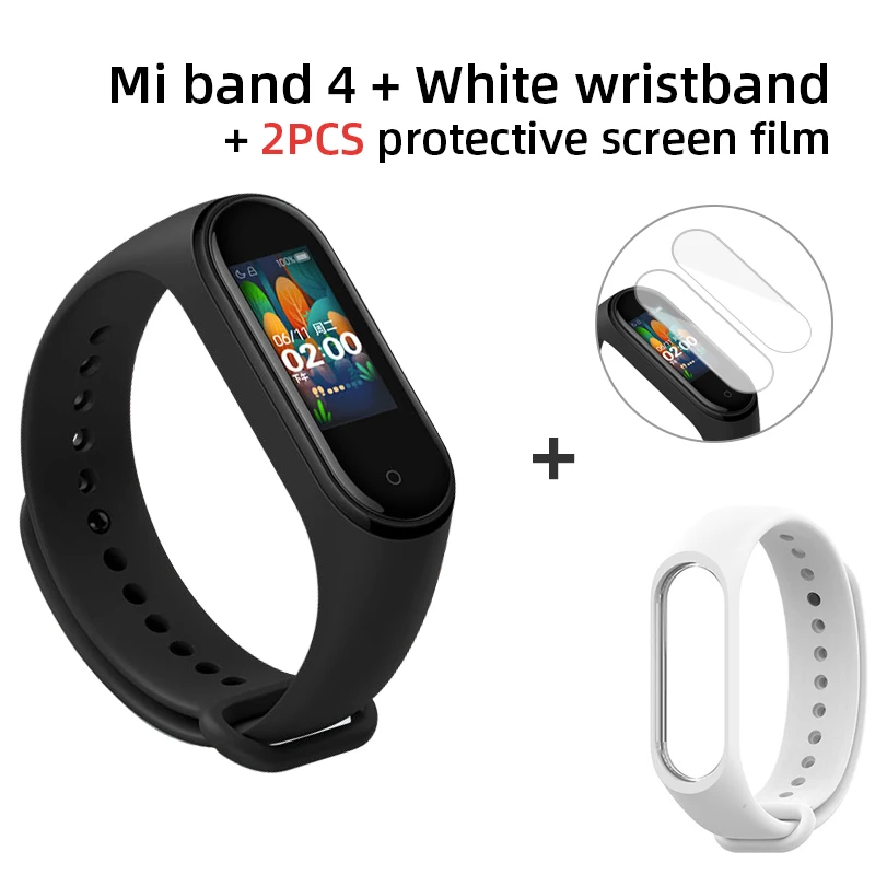 Band 4 add white Глобальная версия, Xiaomi Mi band 4 Смарт часы, фитнес браслет, трекер сердечного ритма, цветной дисплей, мгновенное сообщение, 135 мА/ч умные часы,xiomi - Color: Band 4 add white