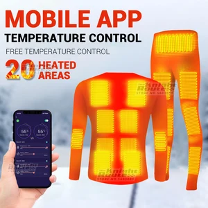men winter heated underwear usb battery powered thermal suit smart phone app control temperature outerwear ski motorcycle jacket free global shipping