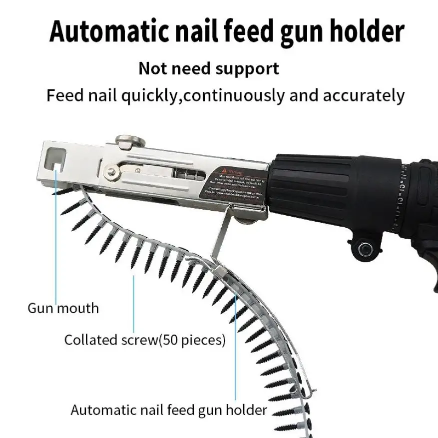 

Auto Screw Bit Chain Nail Gun Adapter Electric Drill Woodworking Tool Cordless Drill Accessory 1pc