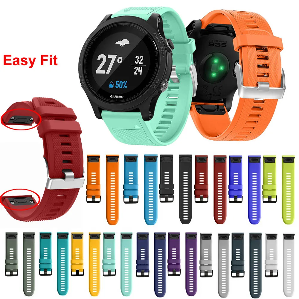 Ремешок для часов 20 22 26 мм мягкий силиконовый ремешок Garmin Feni 5X 3hr Fenix 5