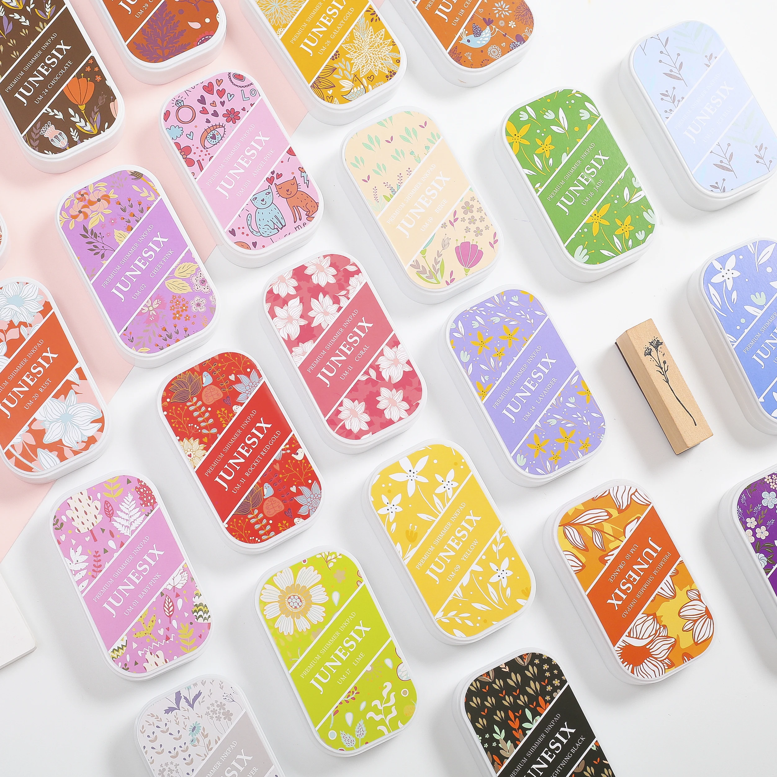 

6pcs decorating sparklet stamping Large metallic color ink pad