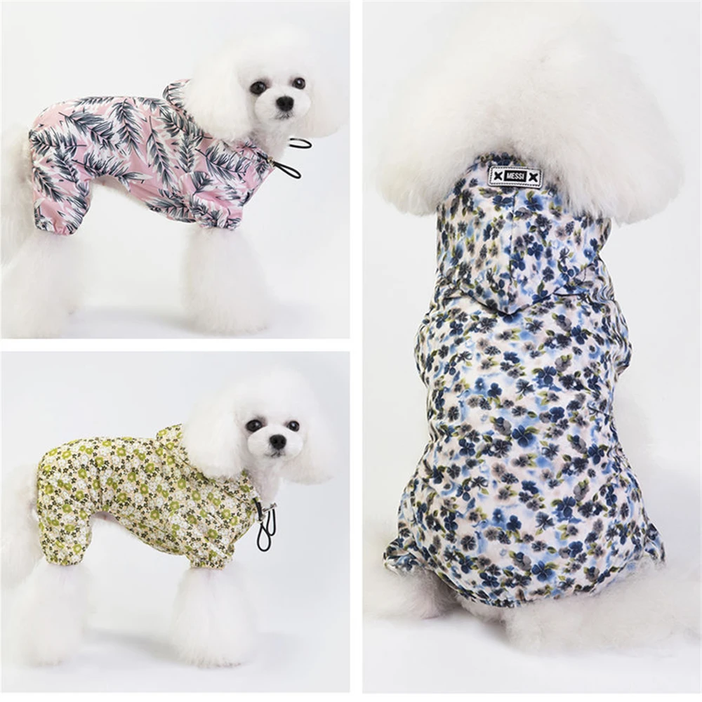 

Printed Dog Raincoat for Small Dogs Waterproof Jumpsuit Pet Clothes Outdoor Clothing Cute Dog Cat Hooded Raincoat