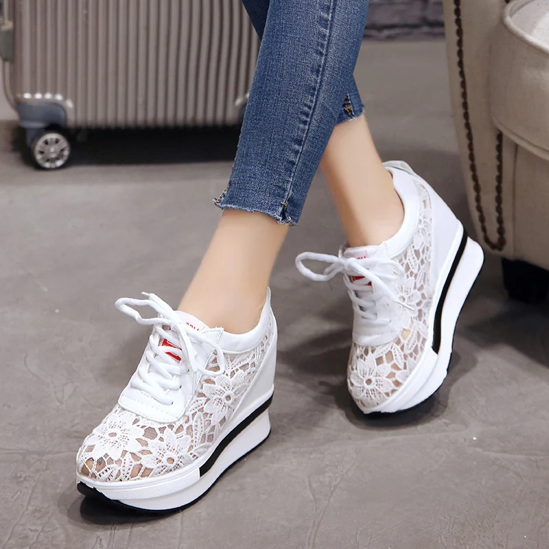 

Hot Sales Summer New Lace Breathable Sneakers Women Shoes Comfortable Casual Woman Platform Wedge Shoes plus size 35-39