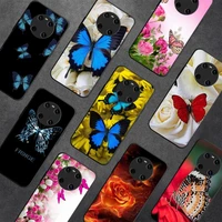 red butterfly on white roses flower phone case for huawei y5 y62019 y52018 y92019 funda case for 9prime2019