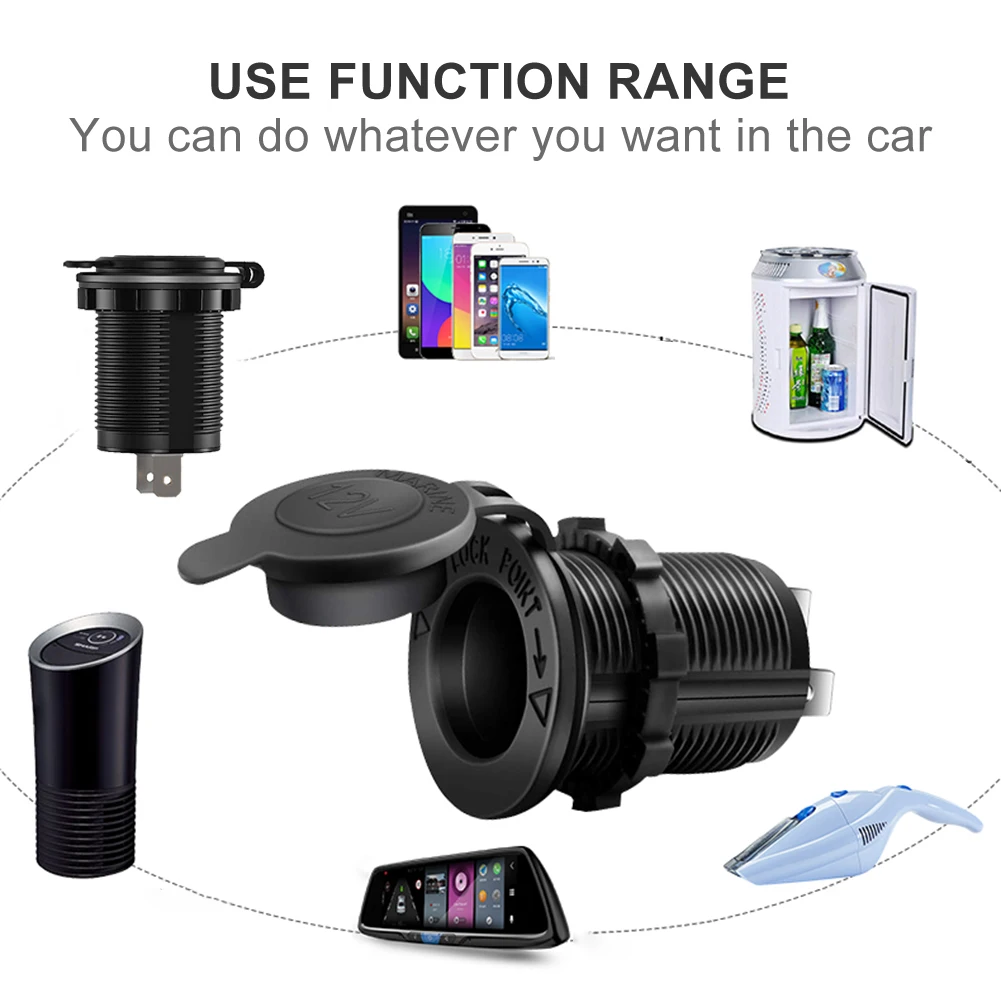 

Vehicle Sockets DC 12-24V Waterproof Car Auto Boat Motorcycle Sockets Power Adapter Plug Outlet Receptacle Car Charger Accessor