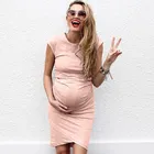 Новое летнее платье для беременных женщин модное однотонное Удобное повседневное платье для беременных без рукавов Ropa de maternidad