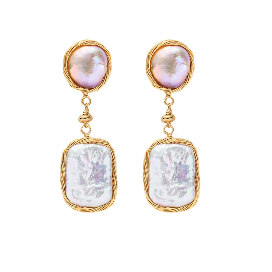 

2021 New Natural Freshwater Baroque Water Drop Pearl Earrings For Women Gift Dangle Earrings Luxury Fine Jewlery