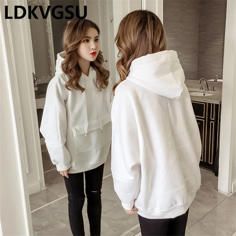 Женская толстовка с капюшоном и карманами Повседневная Свободная Толстовка