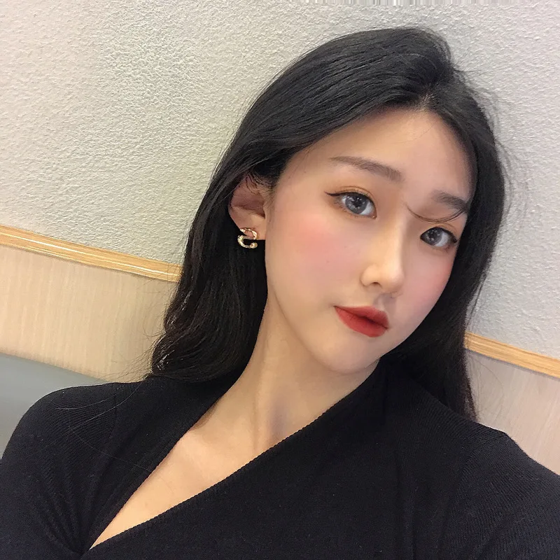 Корейские простые Эффектные серьги золотые серьги-гвоздики для женщин