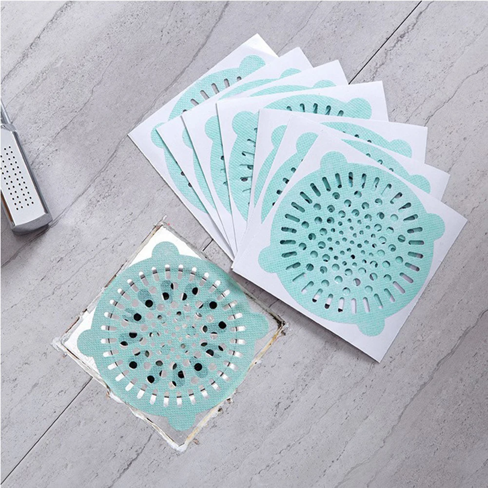 

10pcs Disposable Bathroom Floor Drain Strainers Bathroom Sewer Hair Filter Sticker Anti-blocking Plug Sewer Filter