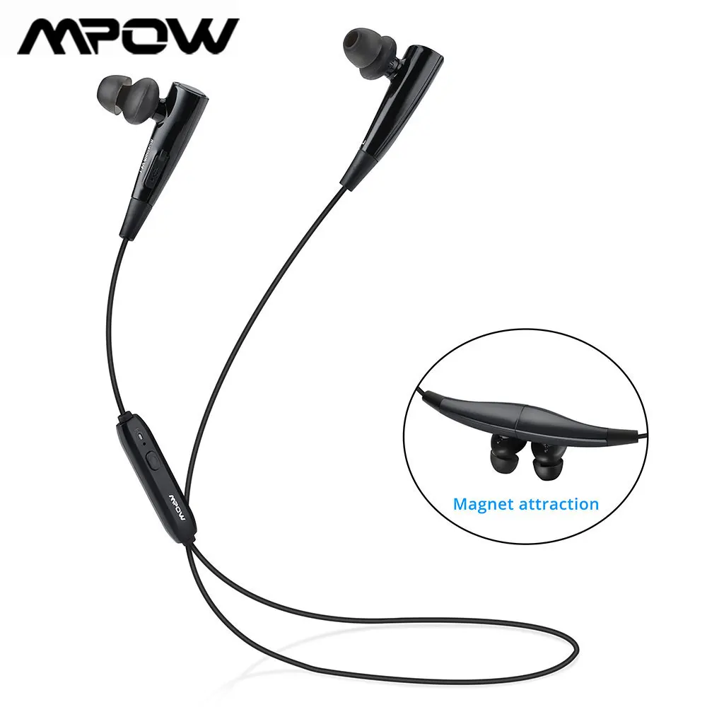 Mpow Магнитная Bluetooth Беспроводной наушники Универсальные спортивные с 7 часов в