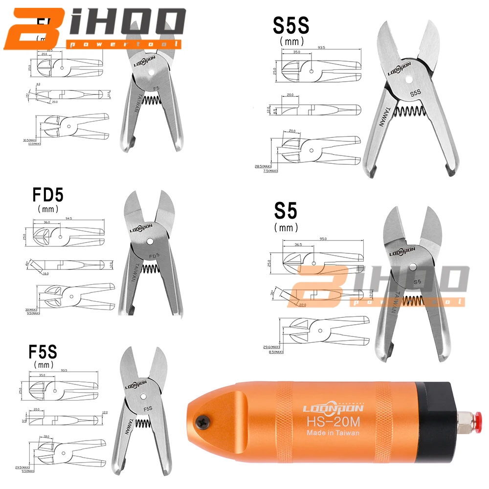 

Air Scissors Shears Cutter Head Nipper Pneumatic Crimping Pliers Tool Part for Terminal F5 F5S FD5 S5 S5S HS-20M Body MS-20 1pc