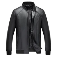 2021new leather mens korean version slim fit mens pu leather baseball suit casual mens mens round neck leather jacket