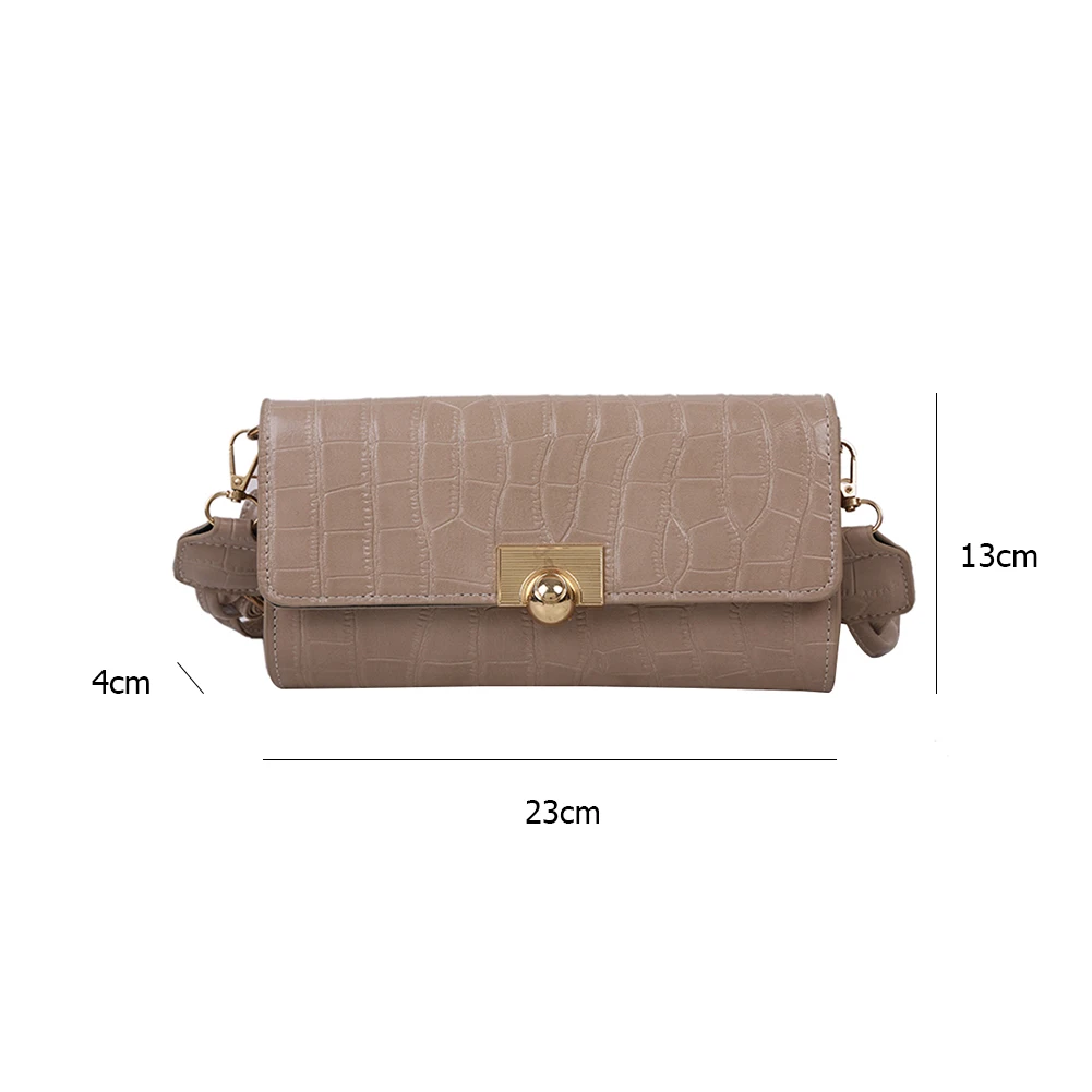 

Fashion Stone Pattern Crossbody Bag Women PU Leather Solid Color Flap Purse Female Woven Belt Small Shoulder Handbag