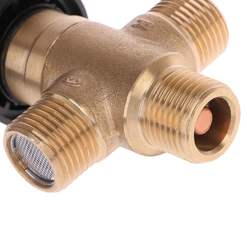 

Solid Brass G1/2 Male 3 Way Thermostatic Mixing Valve Shower Water Temperature Control