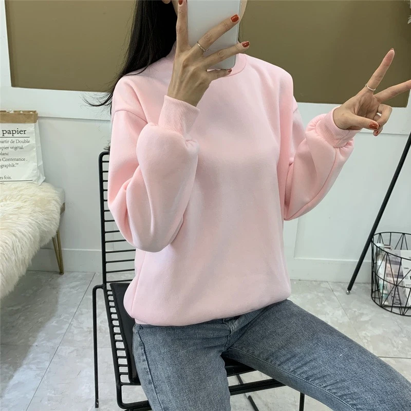 

velvet warm Women's Sweatshirt Hoodies Ladies Oversize women's candy high collar loose Pink Casual Hoodies for Women Girls