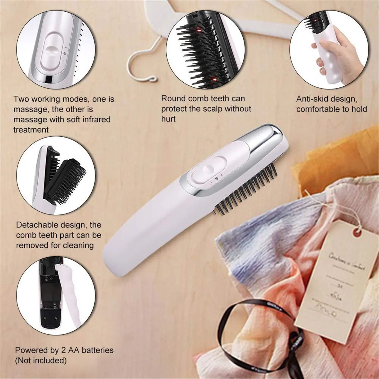 

Detachable Head Massage Comb Electric Removable Hairdressing Massage Comb Infrared Anti Static Hair Comb Vibration Hair Care