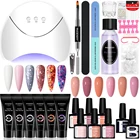 Набор для ногтей для начинающих, Гель-лак для ногтей 36 Вт, УФ-лампа, базовое и верхнее покрытие, толкатель для кутикулы, кисть, набор все в одном, все для маникюра