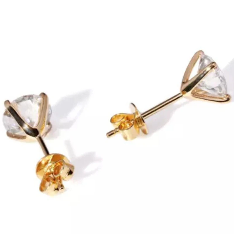 

Delicate 18K Gold Plated Chic Round White Cubic Zirconia Ear Studs Earrings For Women Wedding Engagement Banquet Women Jewelry