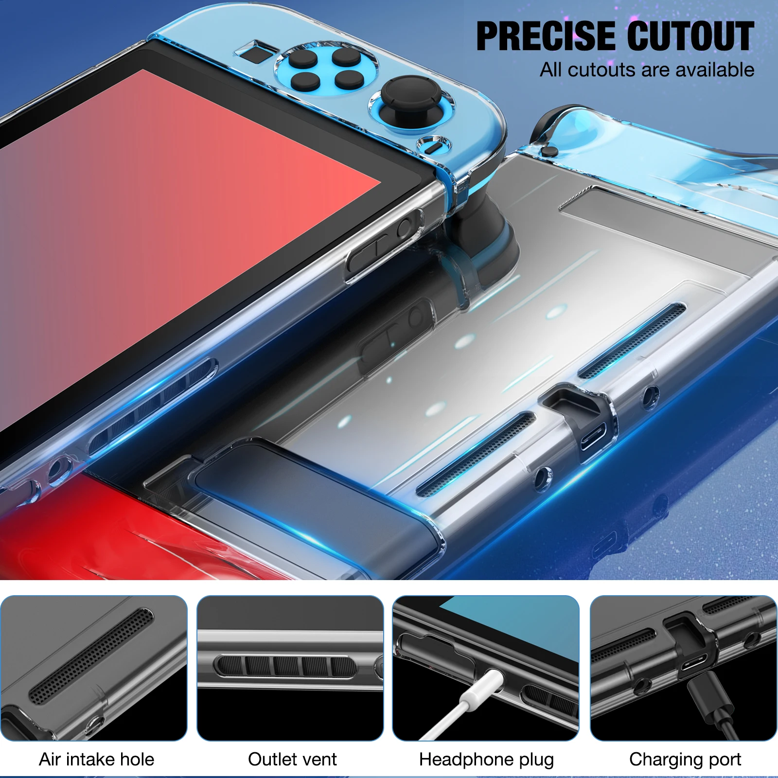 Прозрачный защитный чехол для Nintendo Switch с закаленным стеклом защита экрана 6 шт.