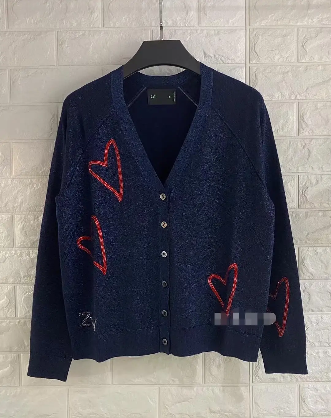 

Women Sweater Red Heart Hot Drill V-neck Long Sleeve Sweater 2021 Summer New Linen Cardigan 2 Colors