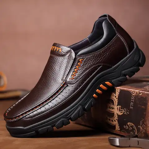 Мужские классические деловые кожаные туфли, черные однотонные рабочие туфли без застежек, с круглым носком, 46, весна-осень 2020