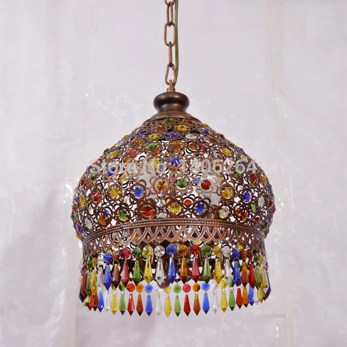18 см Средиземноморский Железный цветной Хрустальный светодиодный потолочный