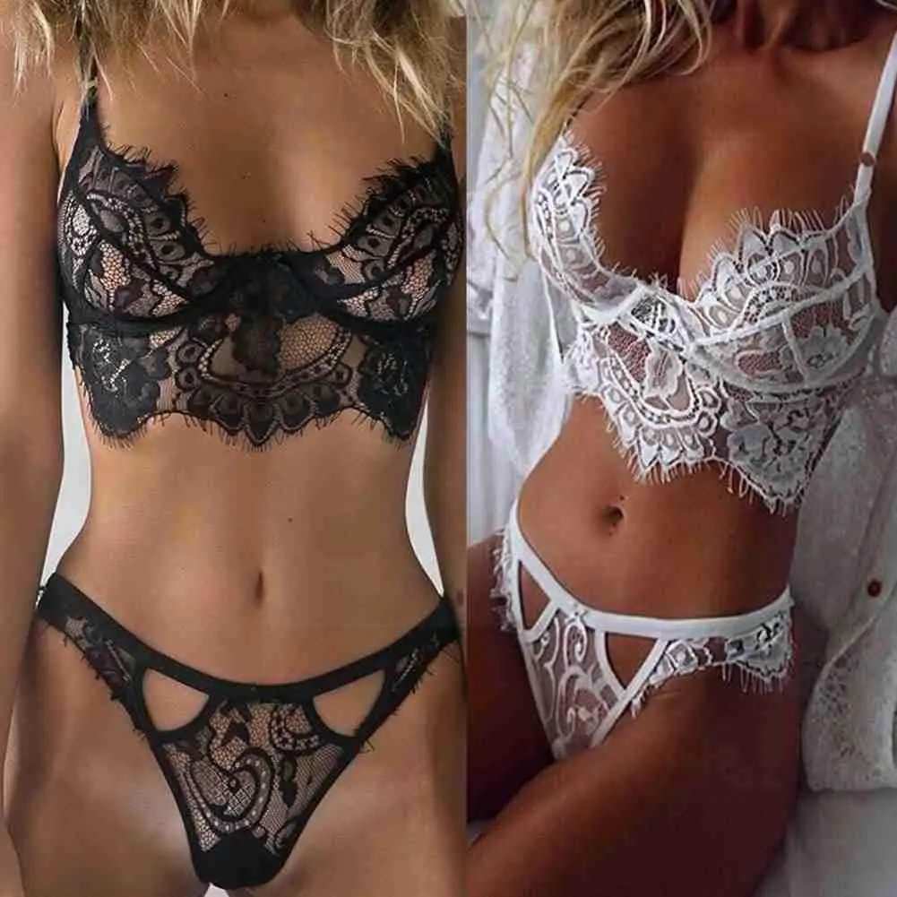 

Fashion Women Ladies Sexy Lingerie Lace Top Bra G-string Set Thong 2pcs Sleepwear Nightwear Ladies Underwear W0p4