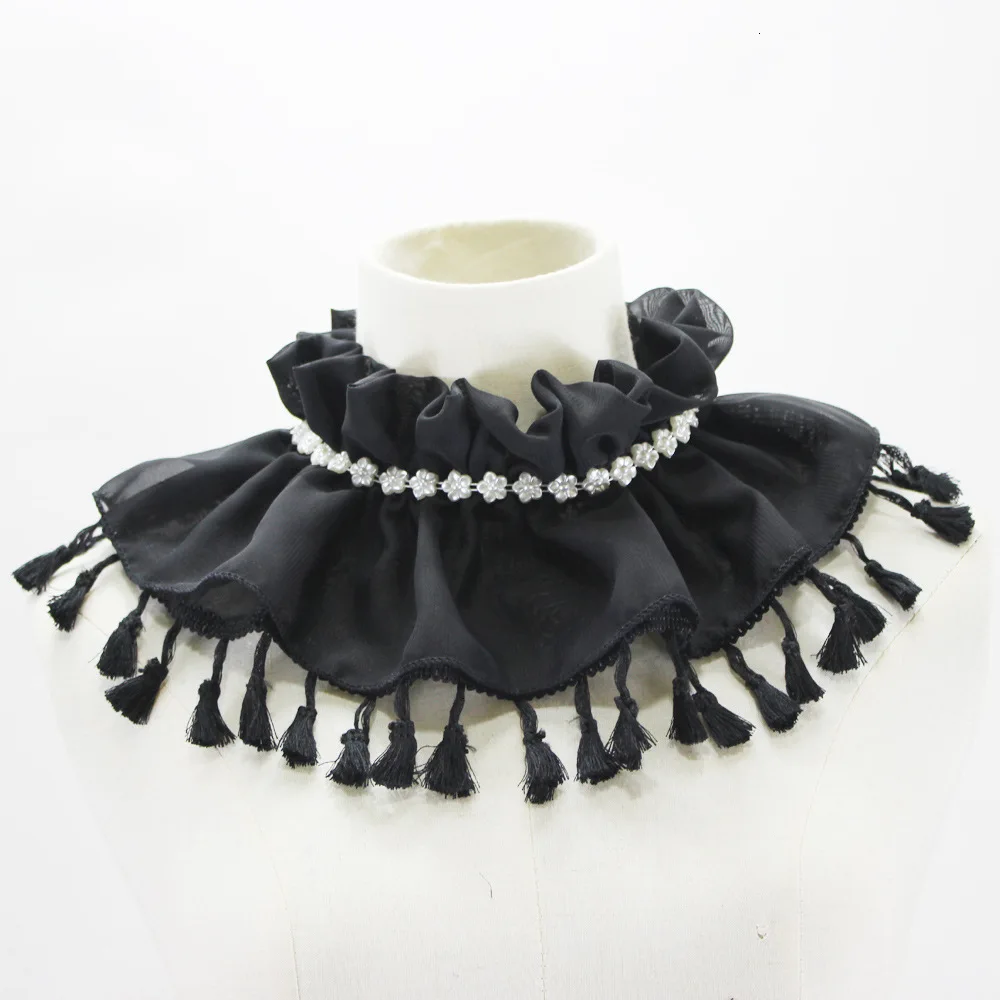 Stand Fungus Chiffon Tassels Dickie Set Pearl Decoration Lead Fake Collar Detachable Necklace |