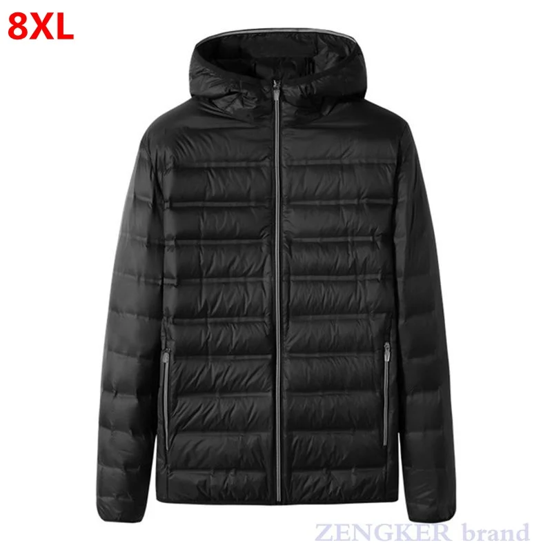 

Autumn and winter men's plus size fashion casual hooded lightweight down jacket men's travel jacket 7XL 8XL down jacket men