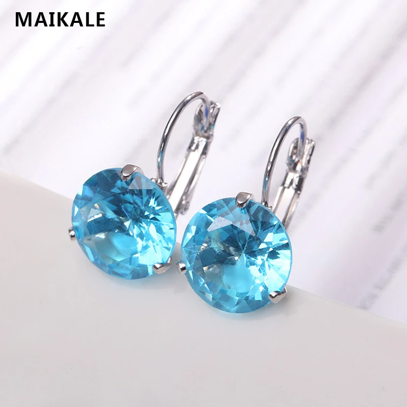 MAIKALE, 14 мм, корейские серьги, простые, ААА кубический цирконий, модные ювелирные изделия, покрытые золотом и серебром, темпераментные серьги-гвоздики для женщин