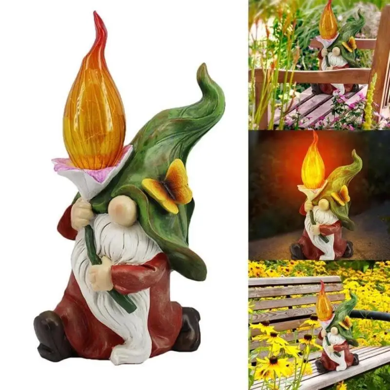 

1pcs Fairy Garden Resin Gnome Statue Miniature Ornaments Mini Dwarf Bonfire Statues For Planter Flowerpot Decor Accessories