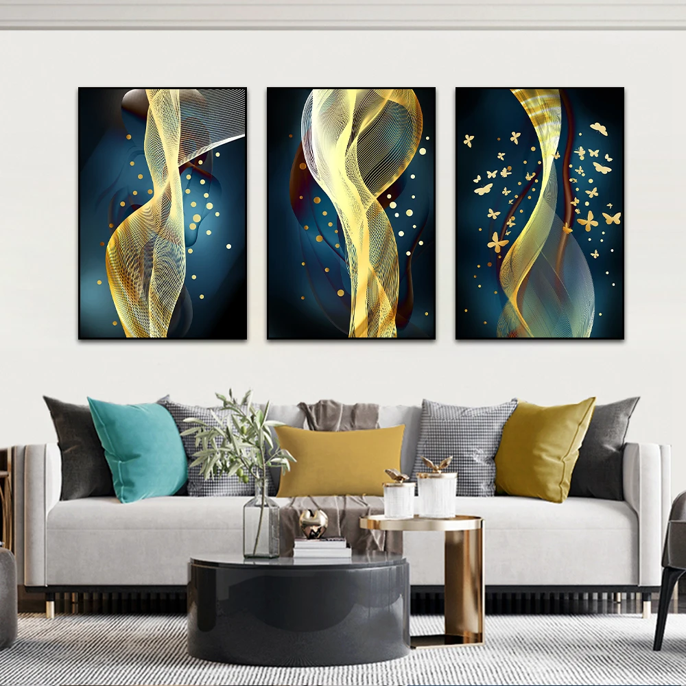 Постер для танцев Золотая Бабочка в горошек Настенная картина скандинавском