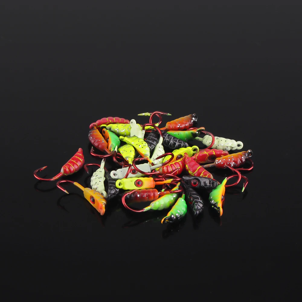 

DNDYUJU 5Pcs 26mm/1.9g Fishing Lure Winter Fishing Maggots Ice Hook Metal Lure Mini Lead Fish Fishing Hook