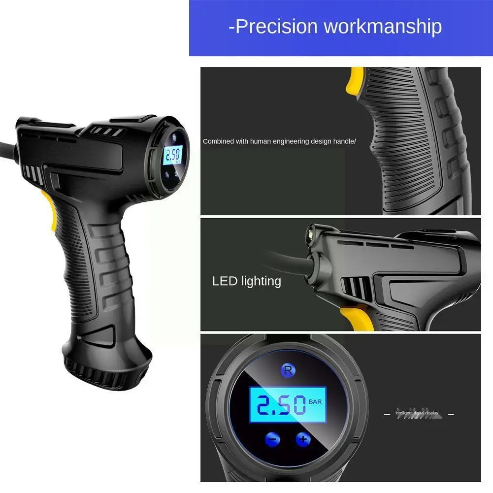 

120w Car Air Pump Electric Car Tire Inflatable Pump Digital Portable Tire Air Auto Rechargeable Inflator Equipment Compress C7r0