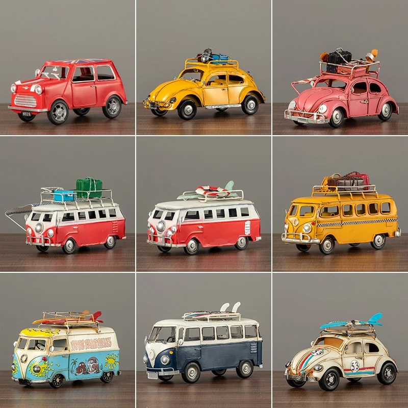 

Photography PropsHome Decoration Classic Metal Bus Model Ornaments Antique Bus Figurines Metal Crafts Kids Toys Birthday Gifts