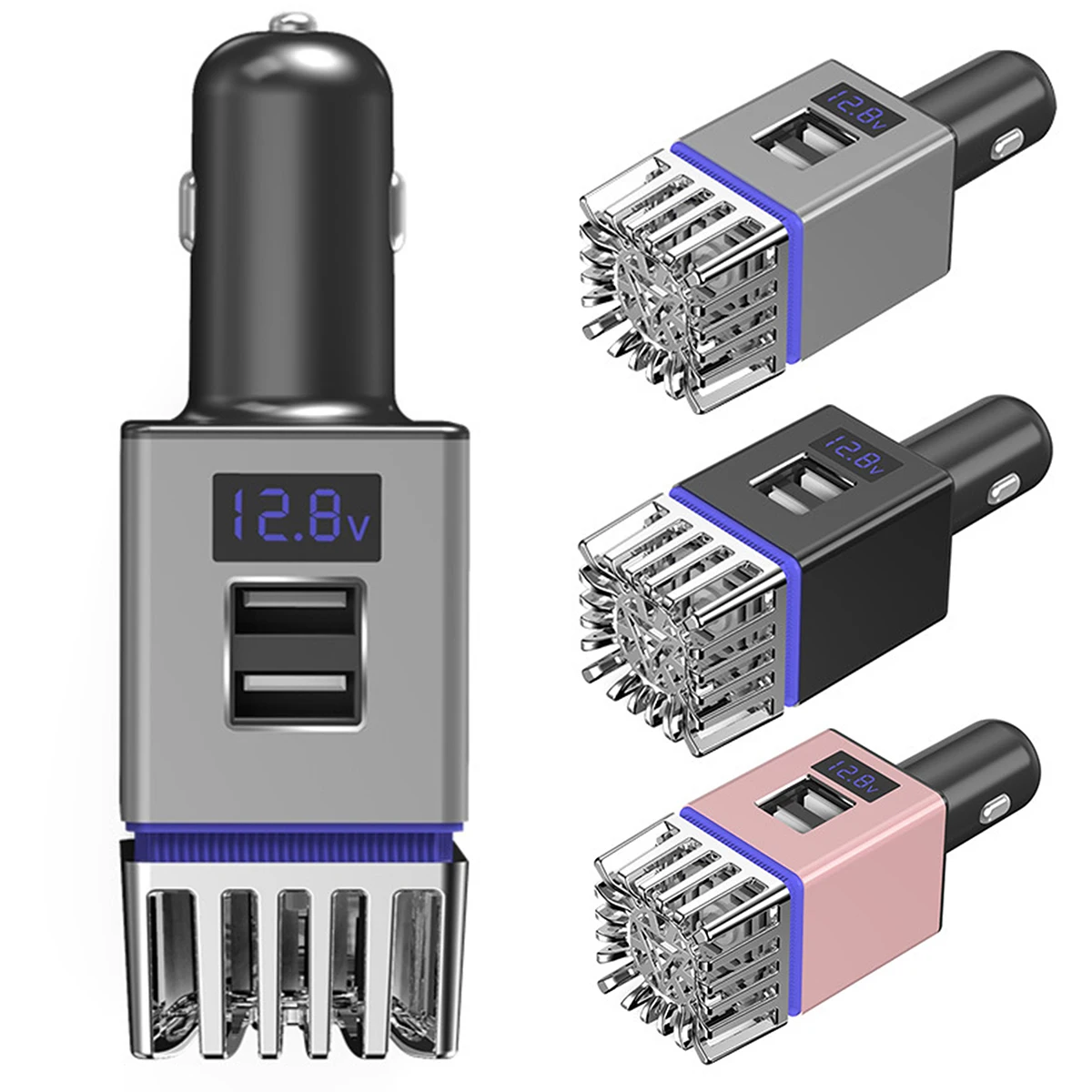 

Car Dual USB Charger Digital Display 2 In 1 Inner Clean Air Purifier Ionizer Chargers For DC 12V-24V Vehicles In Air Freshener