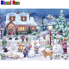 Рождество Снежный город 5d diy алмазная живопись полная квадратная Круглая Мозаика вышивка пейзаж Алмазная вышивка праздничный Декор