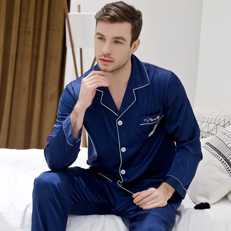 Роскошный Пижамный костюм атласные шелковые пижамные комплекты пижамы для пар