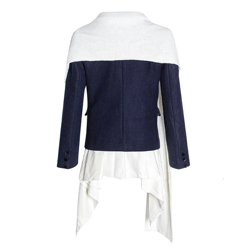 

Asymmetrical Patchwork Women's Coats Scarf Collar Long Sleeve Pocket Irregular Hem Female Coat 2020 Autumn Fashion