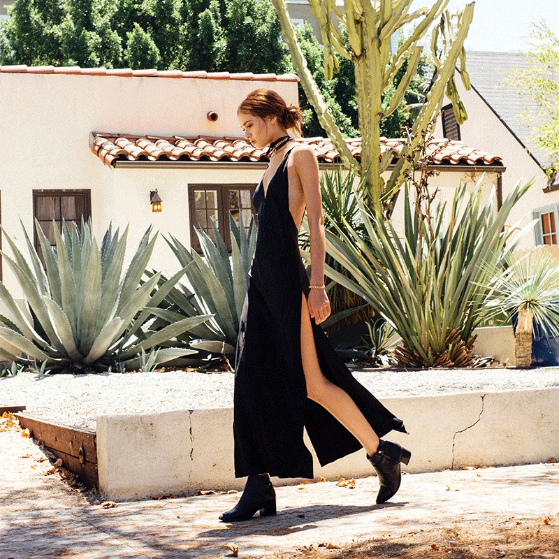 Robe de soirée Maxi pour femmes, robe de plage, dos nu, sans manches, bretelles Spaghetti, longue, Sexy, ajourée, robe de soirée, été