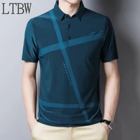 ltbw new striped polo shirt men pure cotton lapel t shirt formal office casual business short sleeve t shirt summer