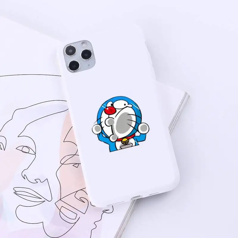 

Japanese anime Doraemon Blue cat Phone Case Candy Color for iPhone 6 7 8 11 12 s mini pro X XS XR MAX Plus
