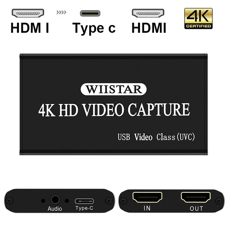 Wiistar 4K HDMI Card Bắt 1080P Game Chụp Ảnh Thẻ USB 2.0 Hộp Thiết Bị Phát Trực Tiếp ghi Hình